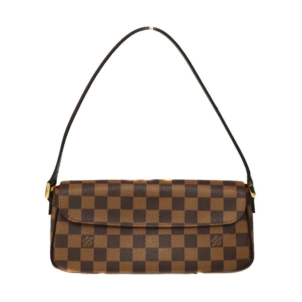 LOUIS VUITTON Recoleta Damier Ebene Brown Red Shoulder Bag Tote